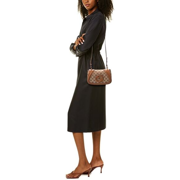 Gucci Blondie Mini Gg Canvas & Leather Shoulder Bag, Brown - Picture 4 of 4